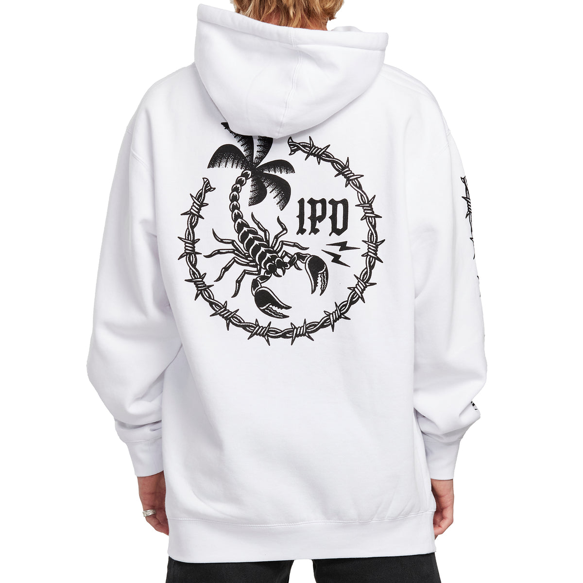 Metallic Nature Hoodie | Barb Wire & Scorpion Print | Cotton/Poly