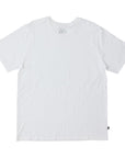 The Foundation Super Soft Tee is our comfortable super soft tee in white with no logo or branding besides a small square side flag on the ____ seam.