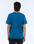 The Foundation Super Soft Tee is our comfortable super soft tee in blue with no logo or branding besides a small square side flag on the ____ seam.