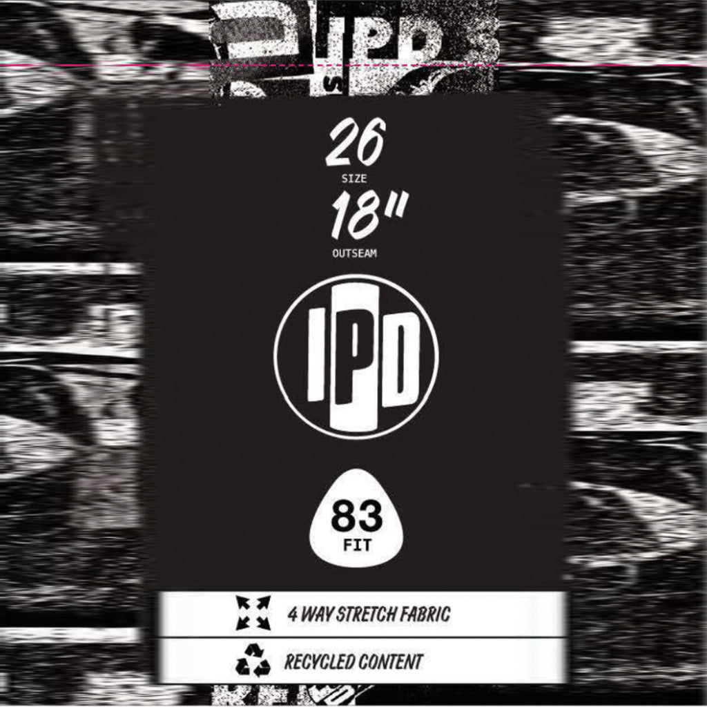 Front view of a product tag with an I P D logo in the center. Below the logo is an image imitating a white highway sign with the number 83 in the center and the word Fit below it. There's other various product information printed above and below the logos.