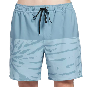 Black boardshorts with a gray swirl pattern front view.