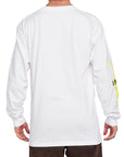 Back view of white Bolt Longsleeve tee with a plain design and visible long sleeves.