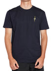 Front view of the navy Bolt Short Sleeve Tee by IPD featuring a small lightning bolt design on the chest.