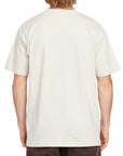 Back view of a bone-white graphic tee with a clean, solid design, offering a comfortable and versatile fit for everyday wear.