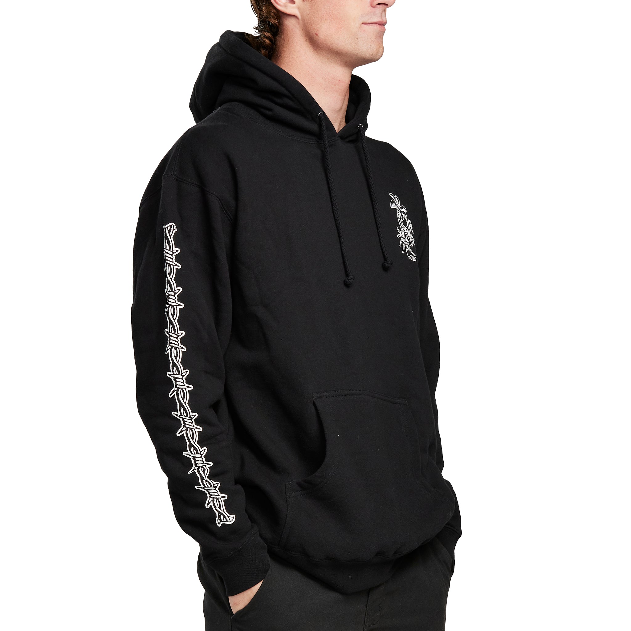 Metallic Nature Hoodie | Barb Wire & Scorpion Print | Cotton/Poly