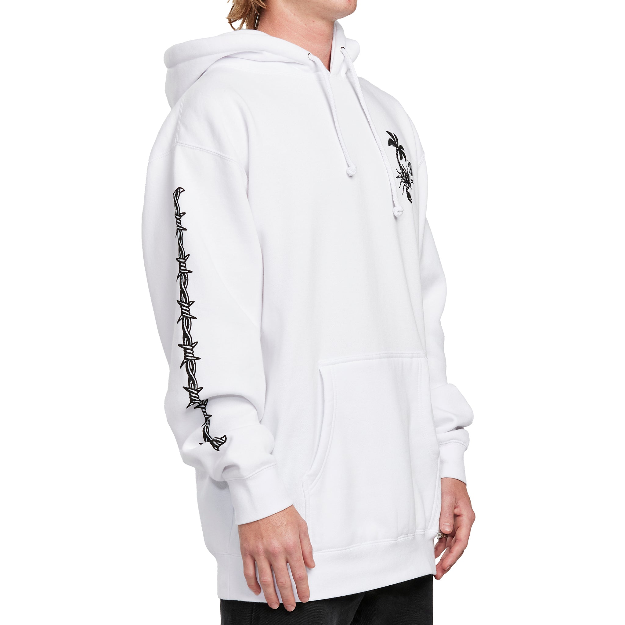 Metallic Nature Hoodie | Barb Wire & Scorpion Print | Cotton/Poly