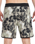 Floral Glassy 18-inch Boardshort - Back View | Classic Floral Design Boardshorts with Welt Pocket and Signature Zipper Pull