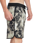 Floral Glassy 18-inch Boardshort - Side View | Comfortable Boardshorts with Hidden Zipper Pocket and Contrast Waistband