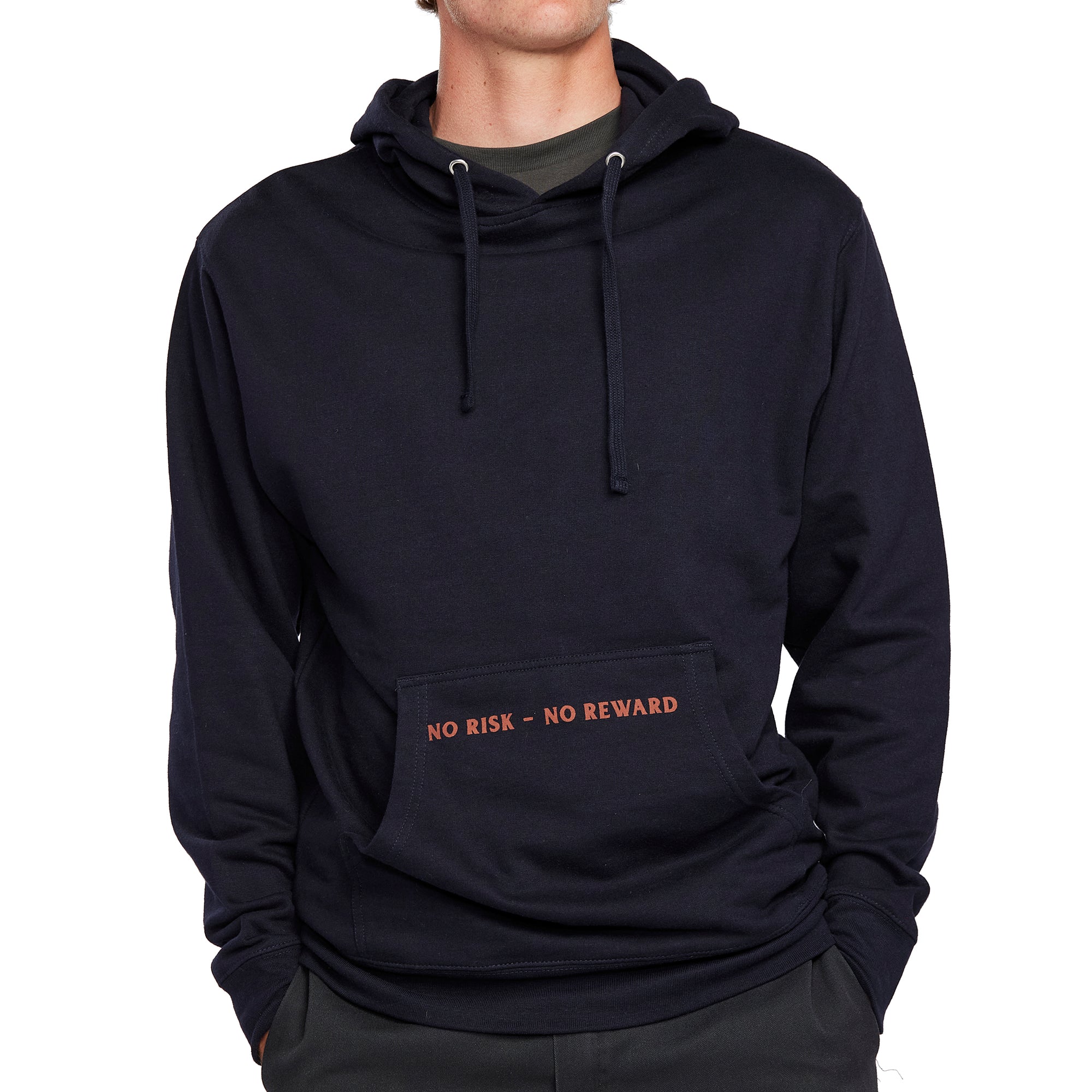 No Risk Hooded Pullover Fleece - Front View | Comfortable Cotton/Polyester Blend Fleece with Jersey Lined Hood