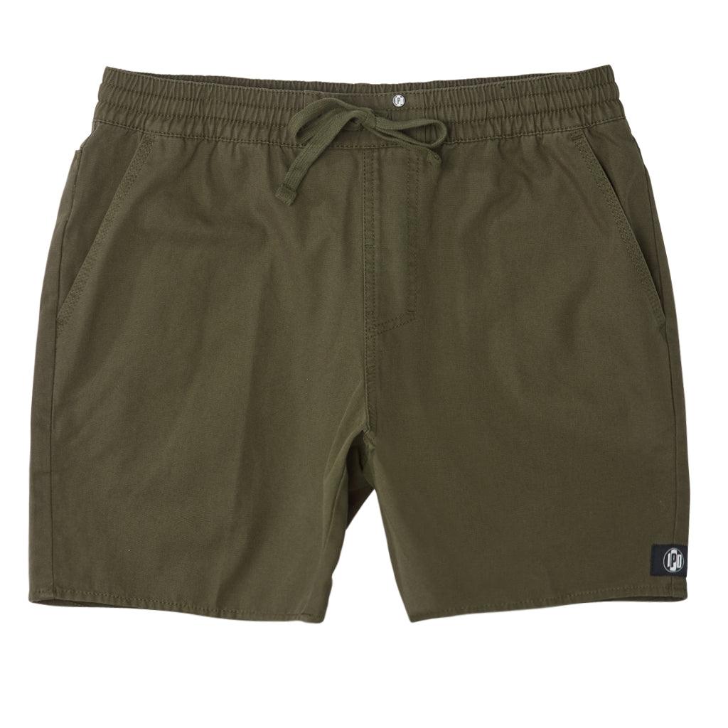 The Foundation Walkshort is a classic walkshort silhouette that comes in at a 17” length. It features a solid olive coloring, and features an elastic waistband and drawcord. The pocketing is two side pockets and two back patch pockets. It features the signature smaller IPD flag label on the lower left leg.