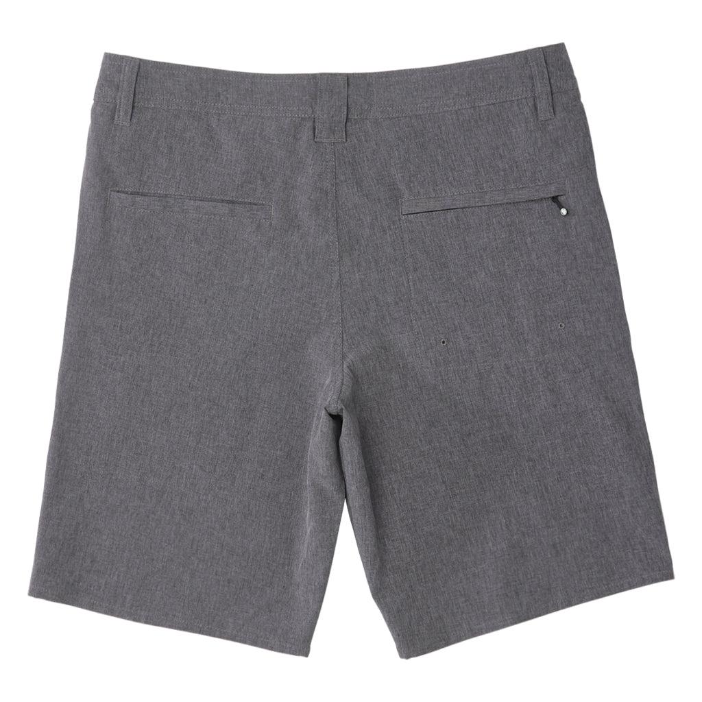 light grey - rear view of the mens carter hybrid walkshort showing two rear pockets one with no zipper and one with one and belt loops 