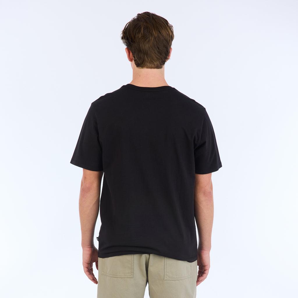 The Foundation Super Soft Tee is our comfortable super soft tee in black with no logo or branding besides a small square side flag on the ____ seam.
