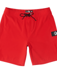 The HI 83 Solid Scallop boardshort features an 18” length and an all red coloring, delivering maximum comfort in a minimalist look. It also has a waistband tie, back patch pocket, and a black IPD logo patch halfway up the left leg taping.