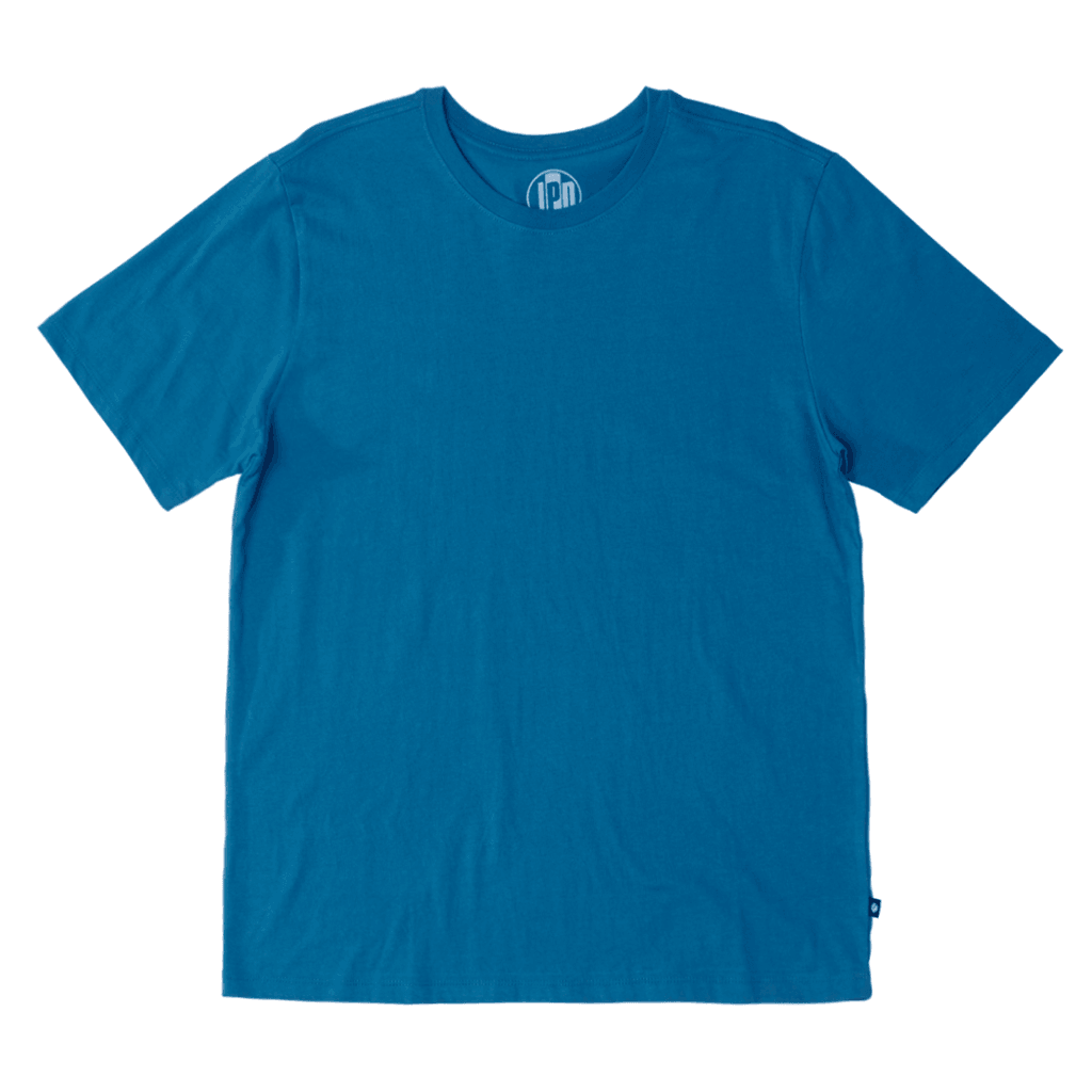 The Foundation Super Soft Tee is our comfortable super soft tee in blue with no logo or branding besides a small square side flag on the ____ seam.