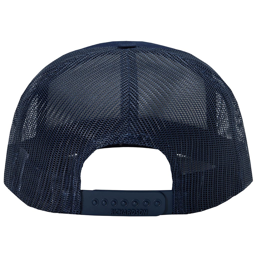 The classic trucker style and shape. This hat is solid navy blue and has our Iconic IPD logo on the front in green. Nylon foam front material, nylon mesh back, flat bill, rope detail, heat transfer logo, adjustable snap back.